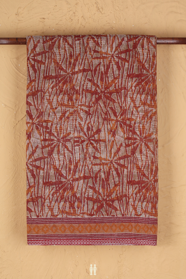 Kota Cotton Saree In Shades Of Brown With Printed Design