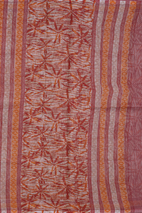 Kota Cotton Saree In Shades Of Brown With Printed Design