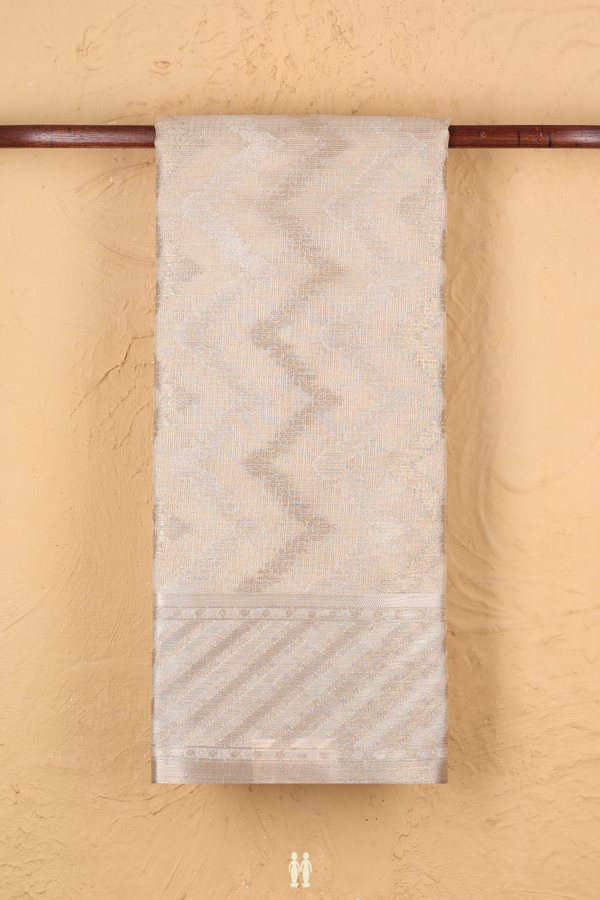 Kota Cotton Saree In Tan Brown With Chevron Design