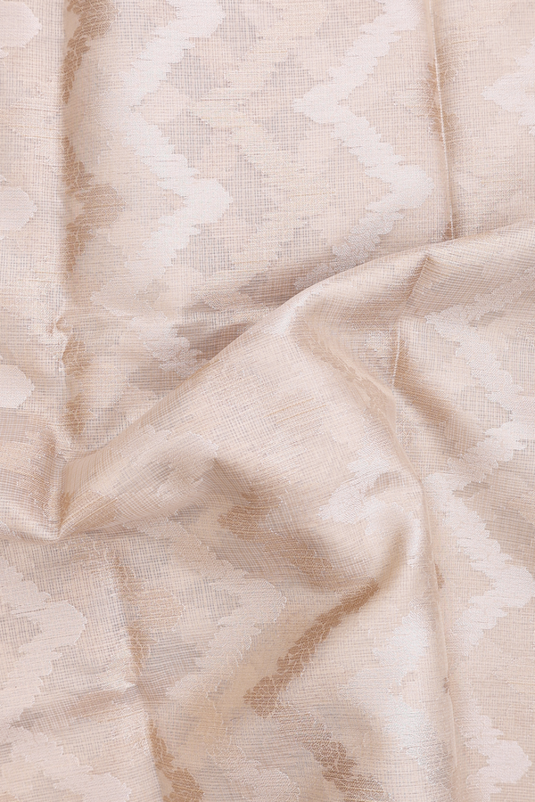 Kota Cotton Saree In Tan Brown With Chevron Design