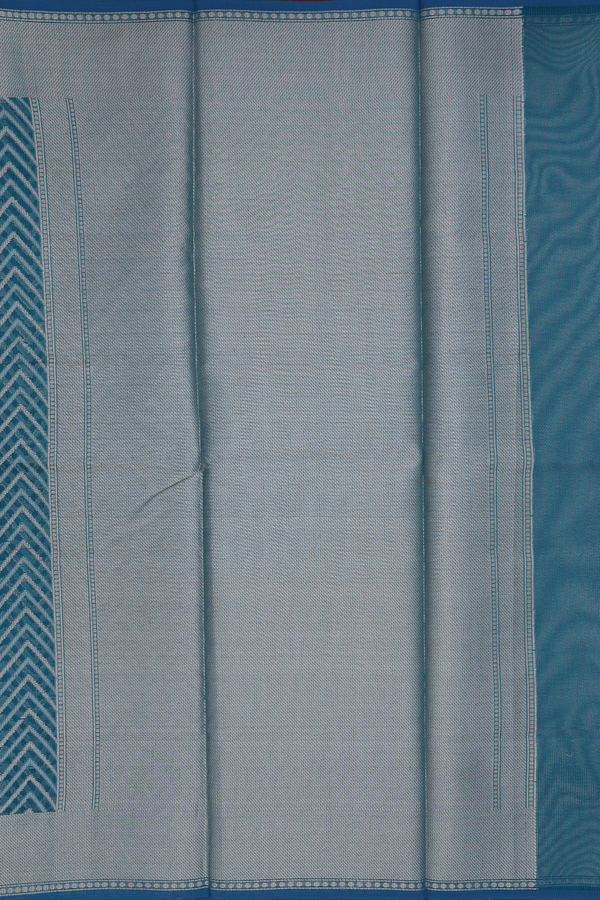 Kota Cotton Saree In Teal Blue With Chevron Design