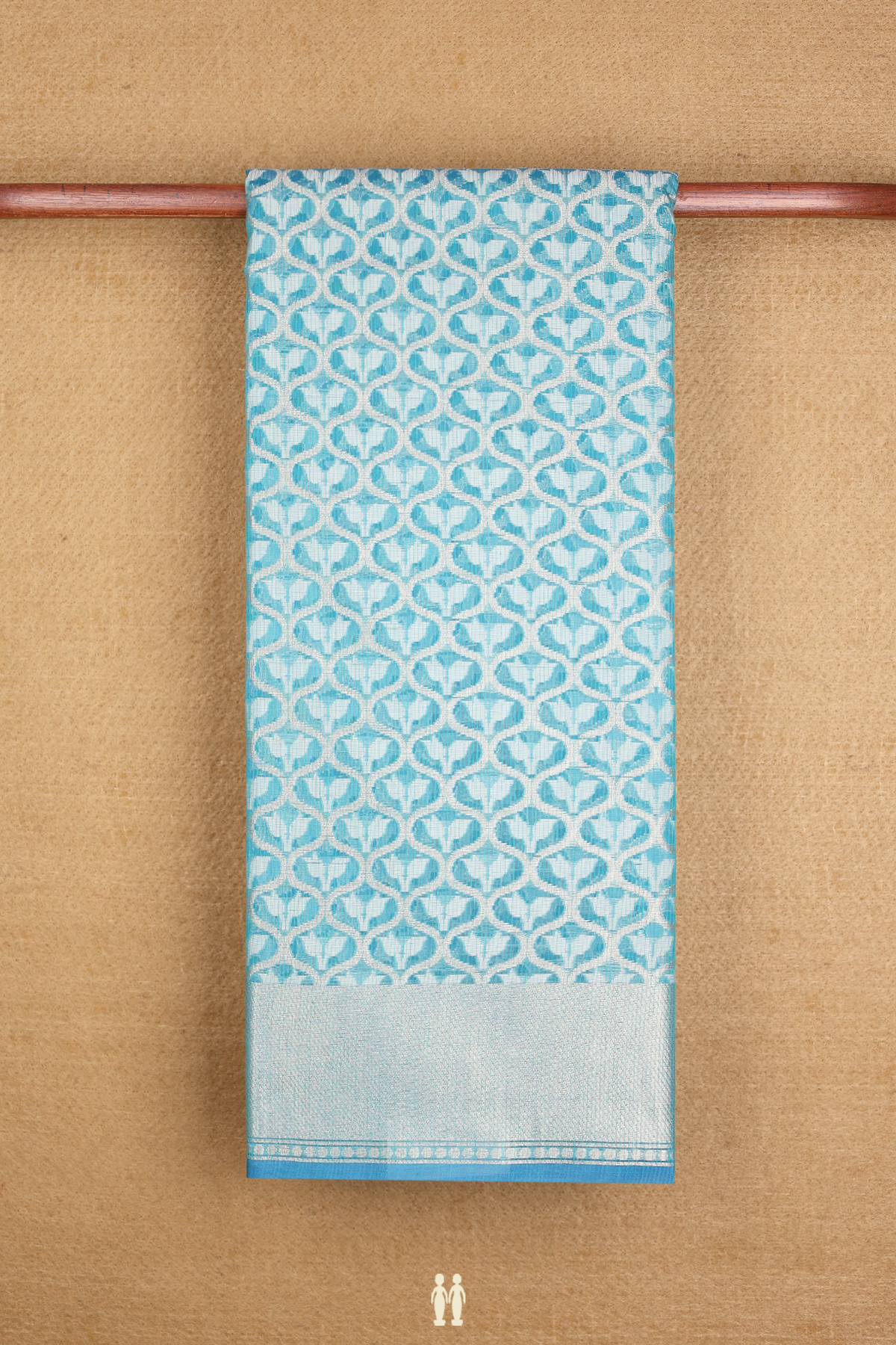 Kota Cotton Saree In Teal Blue With Ogee Design