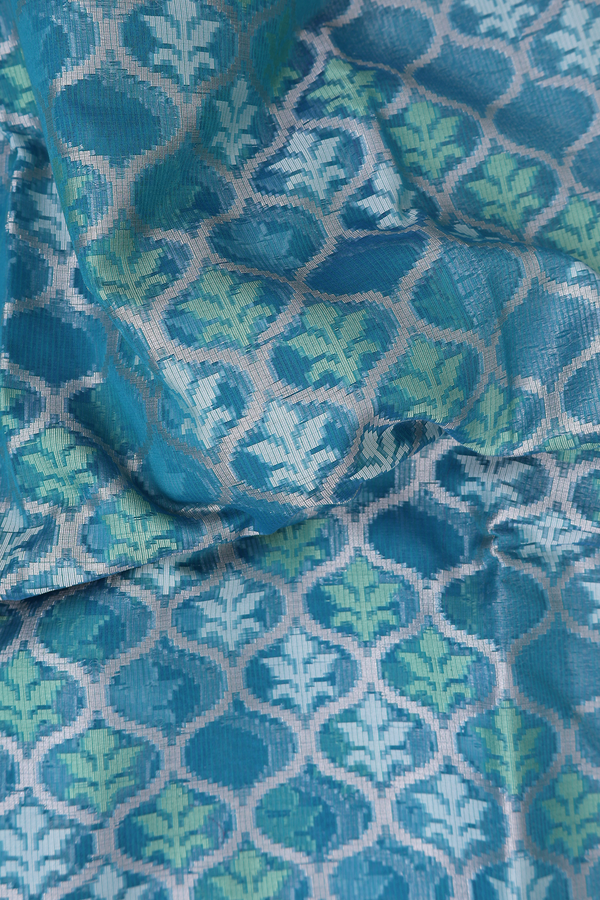 Kota Cotton Saree In Teal Blue With Ogee Design