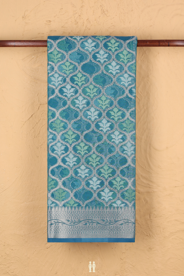 Kota Cotton Saree In Teal Blue With Ogee Design
