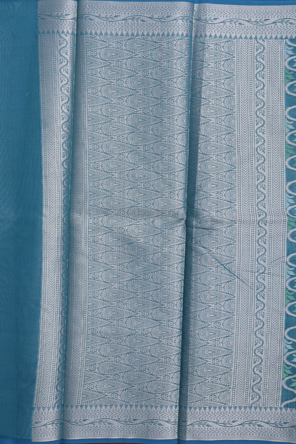 Kota Cotton Saree In Teal Blue With Ogee Design