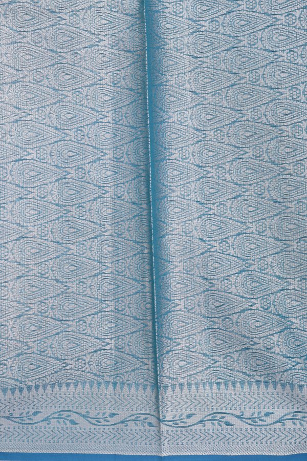 Kota Cotton Saree In Teal Blue With Ogee Design