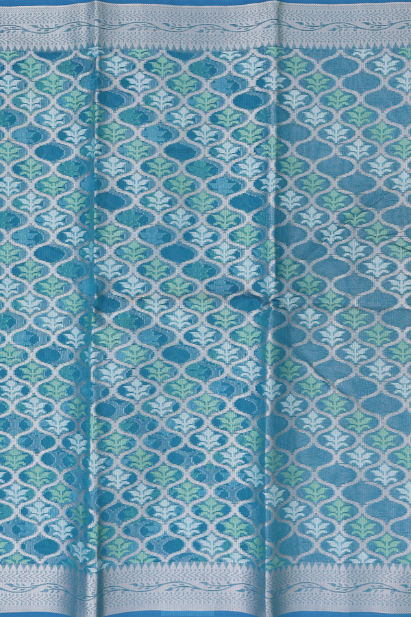 Kota Cotton Saree In Teal Blue With Ogee Design