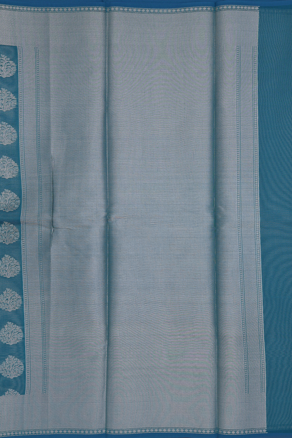 Kota Cotton Saree In Teal Blue With Tree Motifs