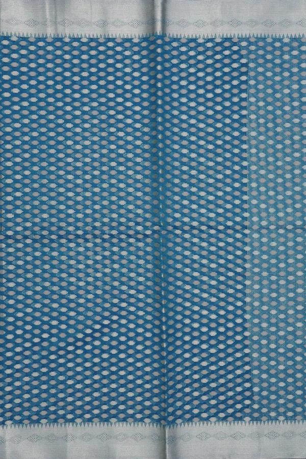 Kota Cotton Saree In Teal Blue With Zari Buttas