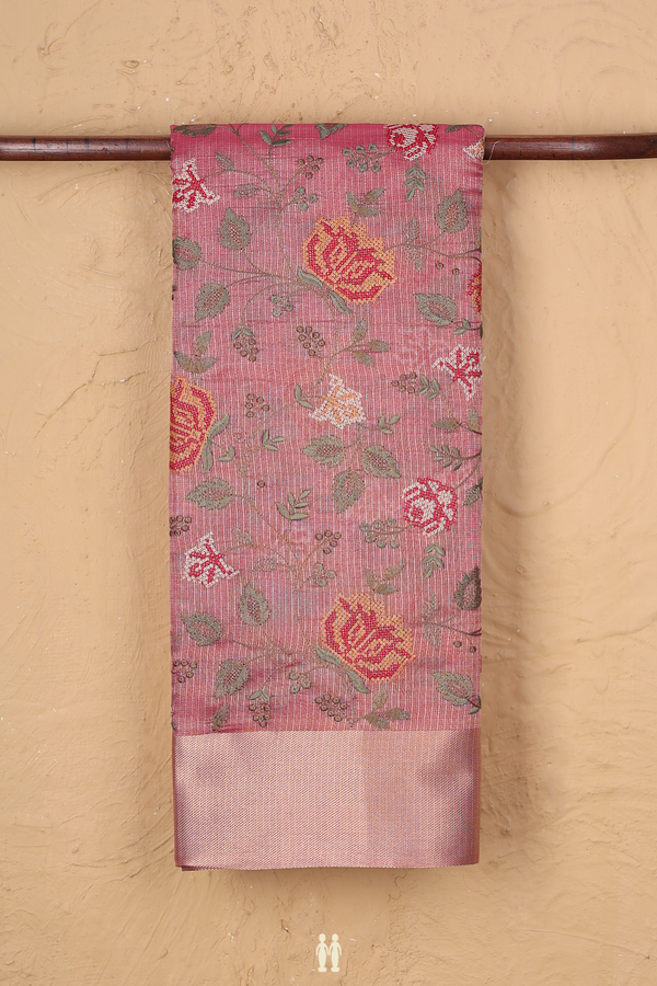 Kota Cotton Saree In Pink With Embroidered Design