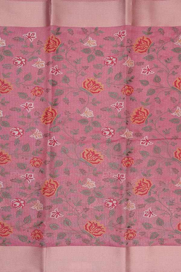 Kota Cotton Saree In Pink With Embroidered Design