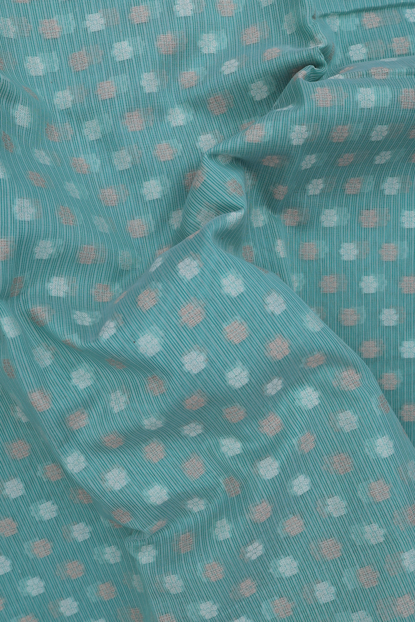 Kota Cotton Saree In Turkish Blue With Floral Buttas