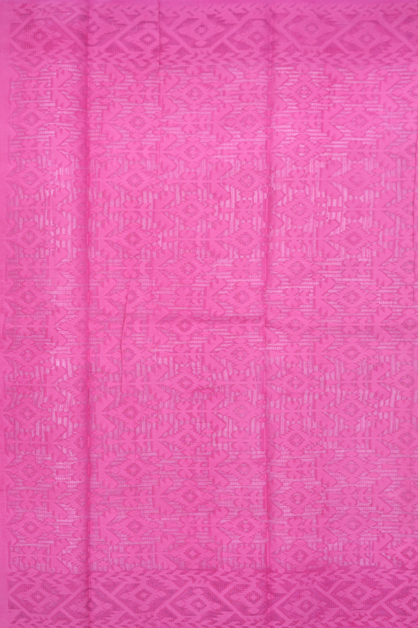 Kota Cotton Saree In White And Pink With Stripes Design