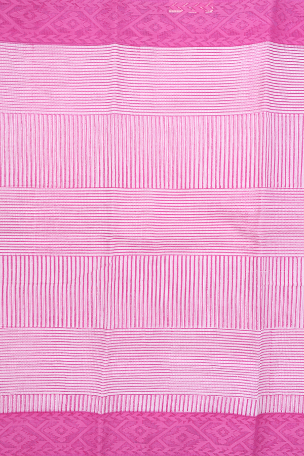 Kota Cotton Saree In White And Pink With Stripes Design