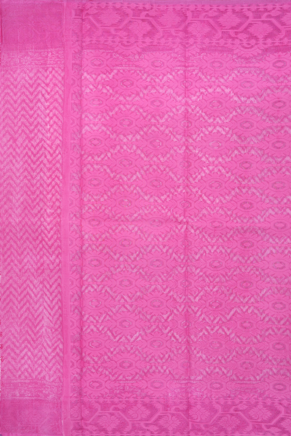 Kota Cotton Saree In White With Chevron Printed Design