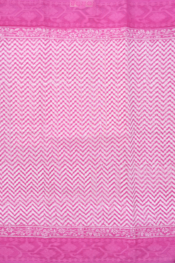 Kota Cotton Saree In White With Chevron Printed Design