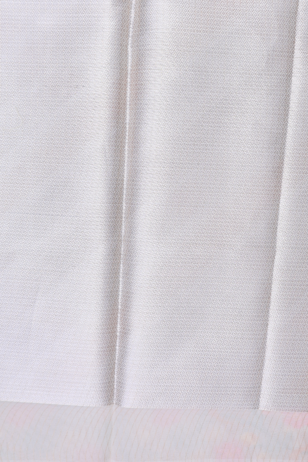 Kota Cotton Saree In White And Orange With Diagonal Design