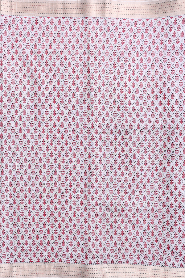 Kota Cotton Saree In White With Diamond Design