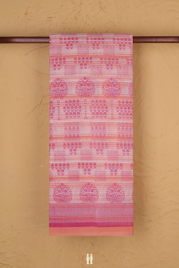 Kota Cotton Saree In White With Floral Design
