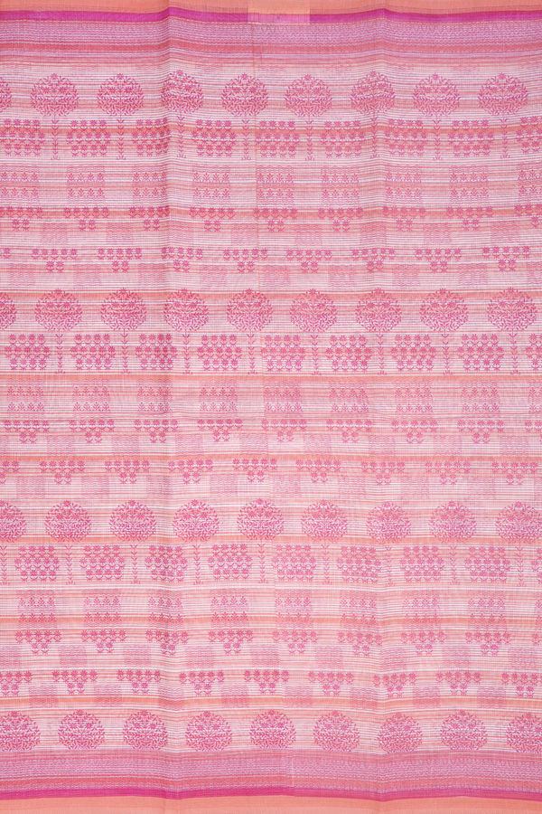 Kota Cotton Saree In White With Floral Design