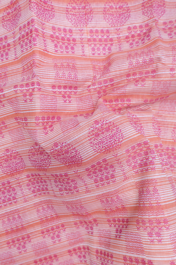 Kota Cotton Saree In White With Floral Design