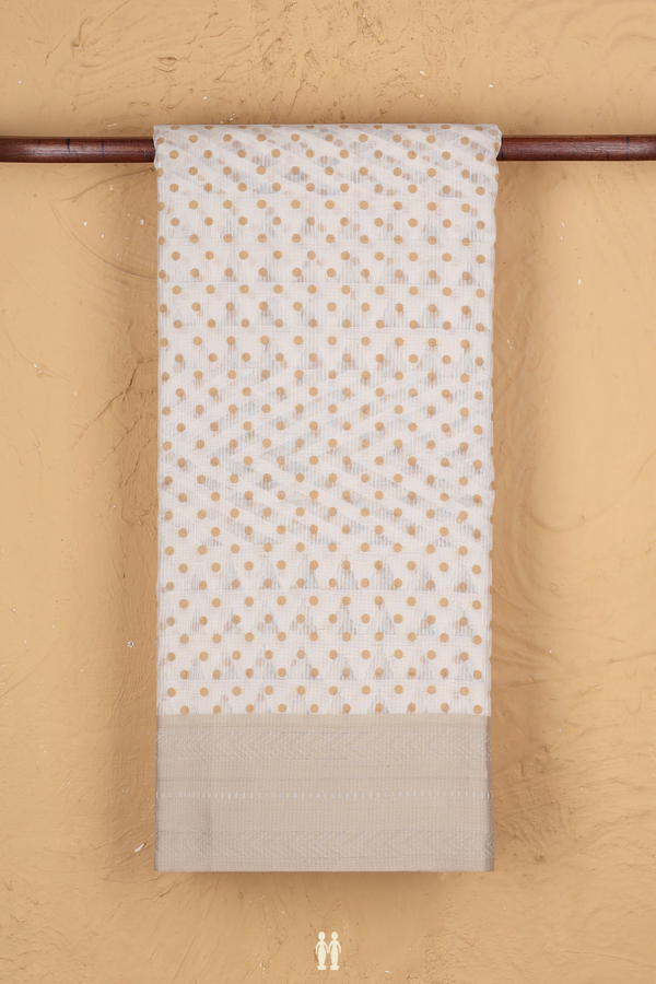Kota Cotton Saree In White With Printed Buttas