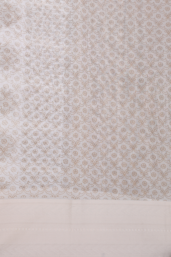 Kota Cotton Saree In White With Printed Buttas