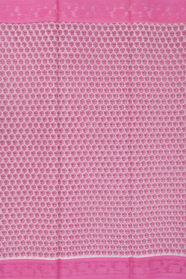 Kota Cotton Saree In White With Printed Design