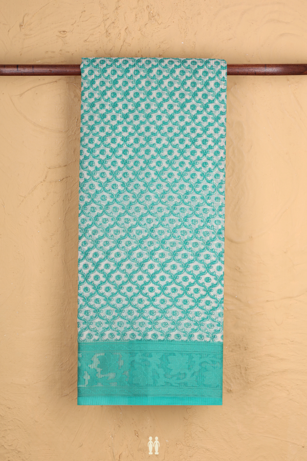 Kota Cotton Saree In White With Printed Design