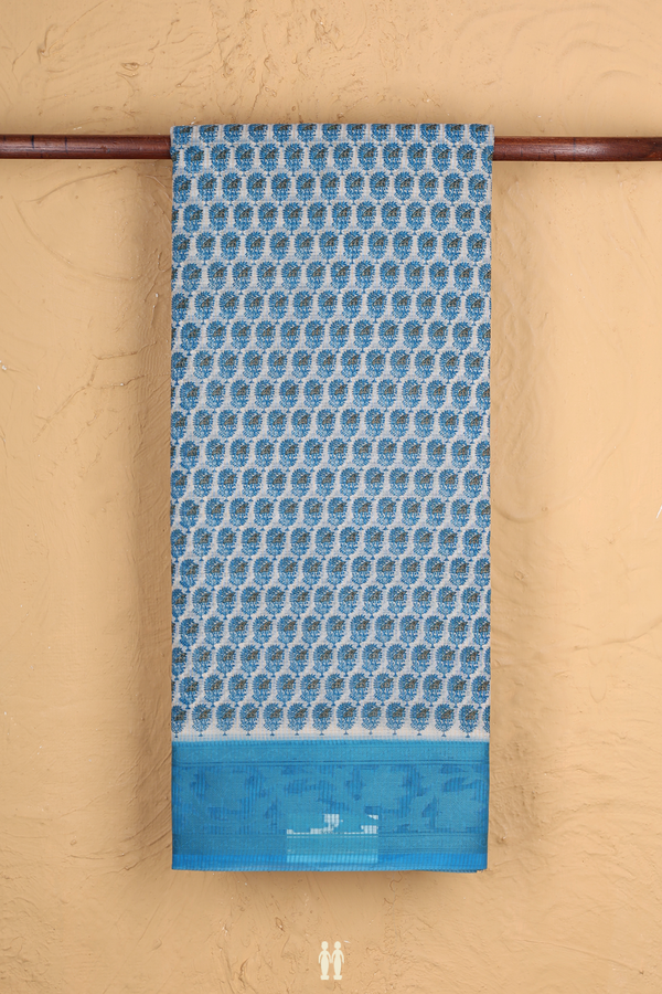 Kota Cotton Saree In White With Printed Design