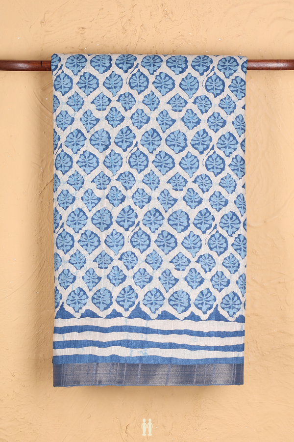 Kota Cotton Saree In White With Printed Design