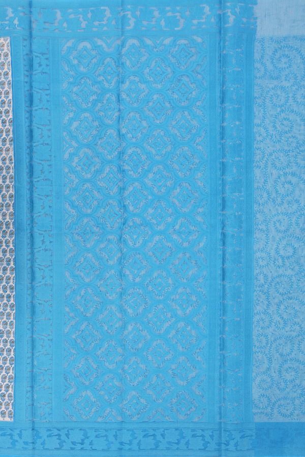 Kota Cotton Saree In White With Printed Design