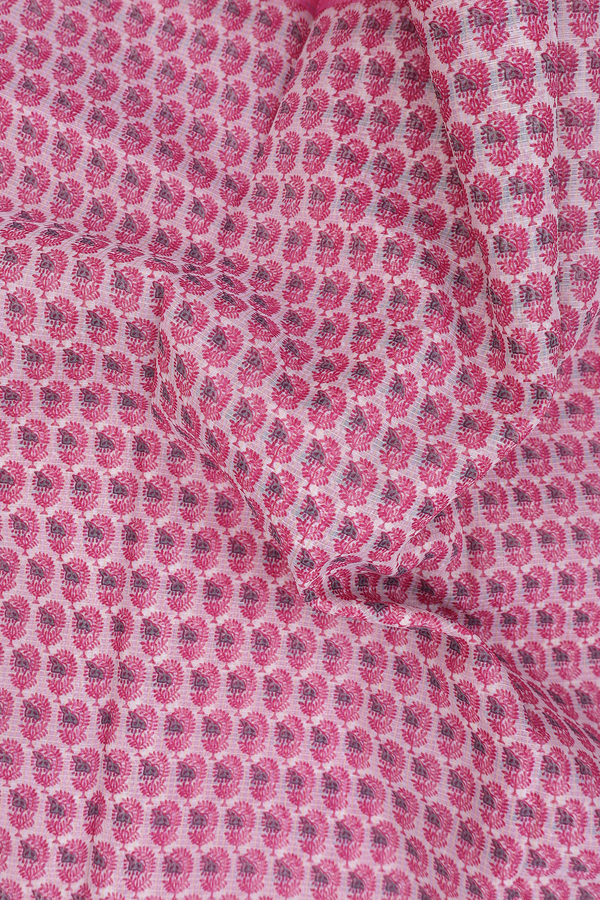 Kota Cotton Saree In White With Printed Design