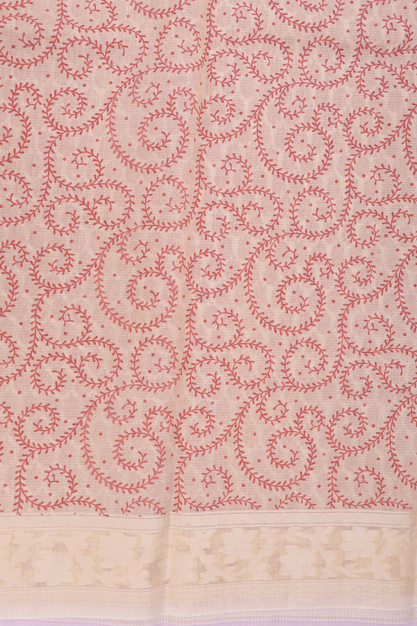 Kota Cotton Saree In White With Printed Design