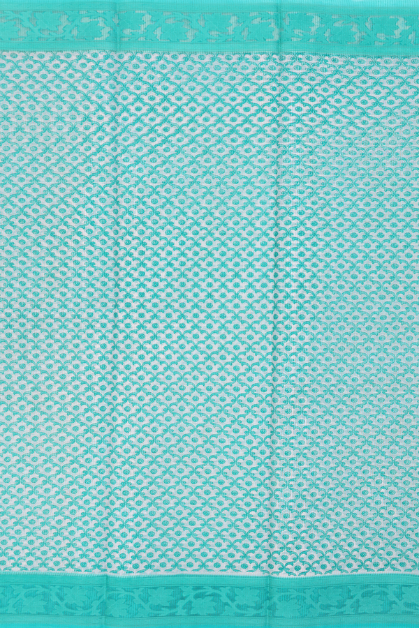 Kota Cotton Saree In White With Printed Design