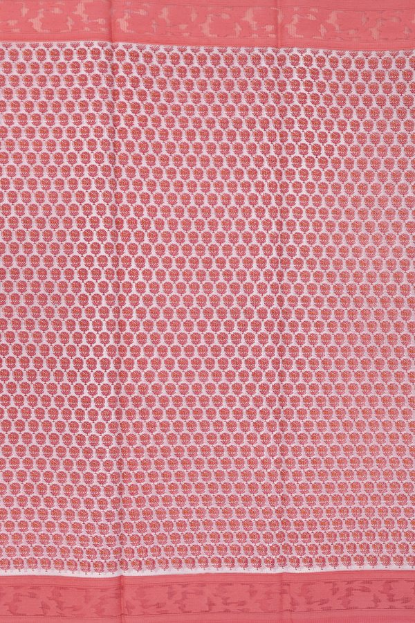 Kota Cotton Saree In White With Printed Design