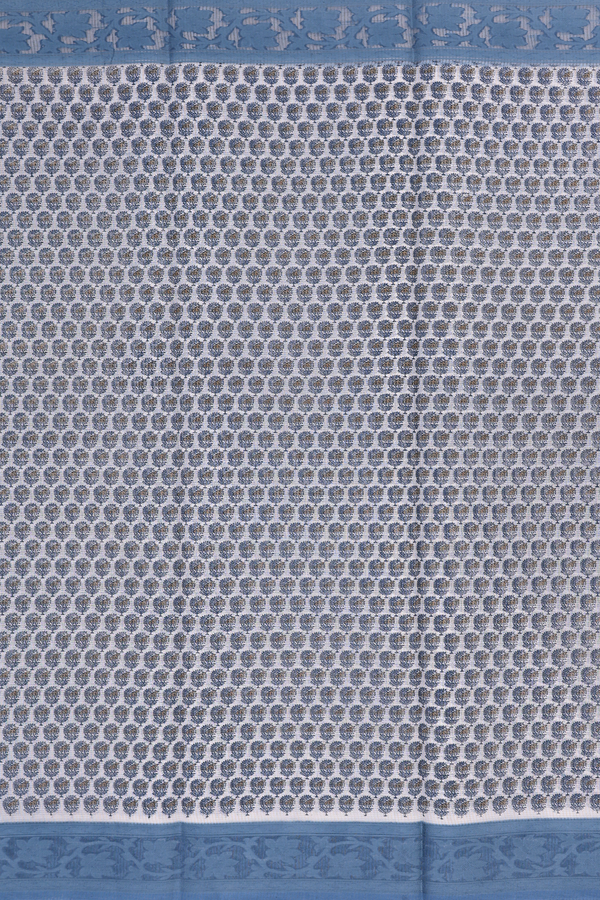 Kota Cotton Saree In White With Printed Design