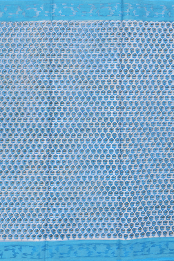 Kota Cotton Saree In White With Printed Design