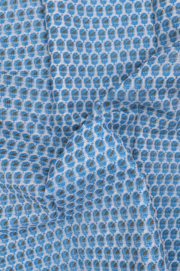 Kota Cotton Saree In White With Printed Design