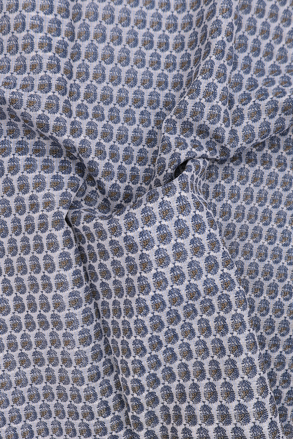 Kota Cotton Saree In White With Printed Design