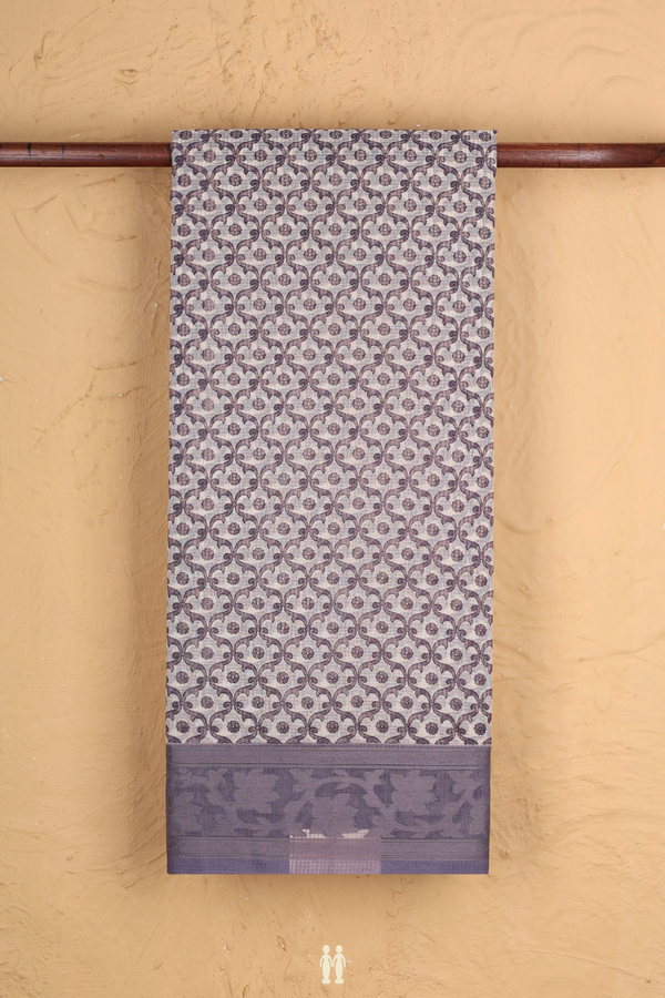 Kota Cotton Saree In White With Scallop Design