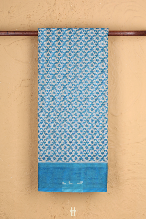 Kota Cotton Saree In White With Scallop Design