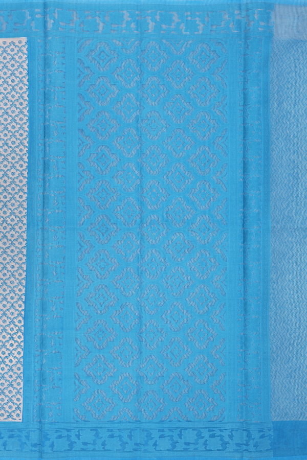 Kota Cotton Saree In White With Scallop Design