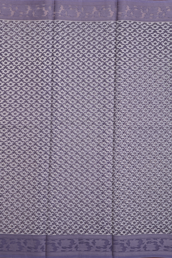 Kota Cotton Saree In White With Scallop Design