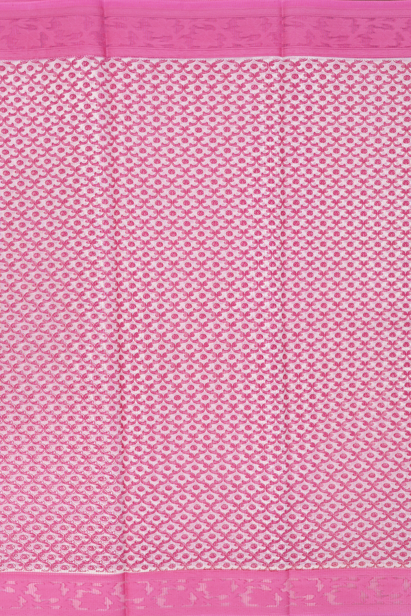 Kota Cotton Saree In White With Scallop Design