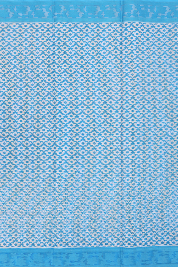 Kota Cotton Saree In White With Scallop Design