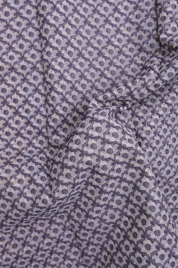 Kota Cotton Saree In White With Scallop Design