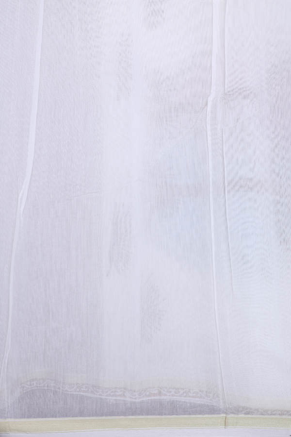 Kota Cotton Saree In White With Threadwork Buttas