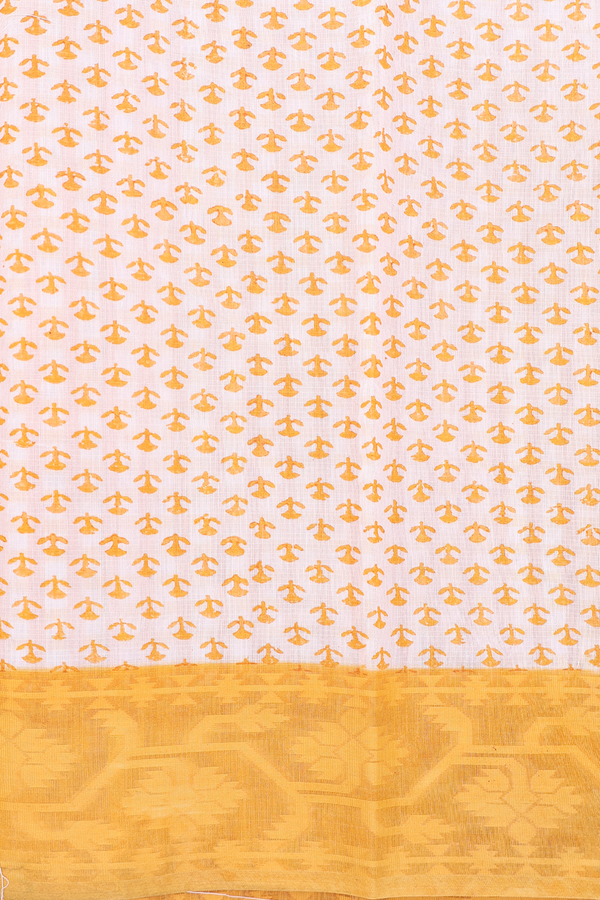Kota Cotton Saree In Yellow And White With Checks Design