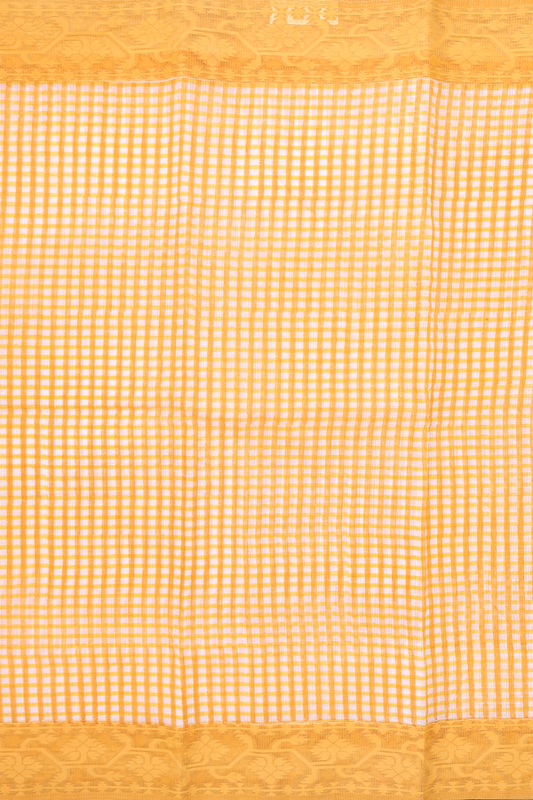 Kota Cotton Saree In Yellow And White With Checks Design